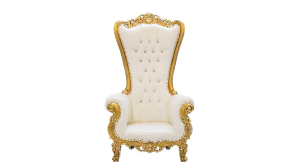 Throne Chair, King & Queen - Gold & White